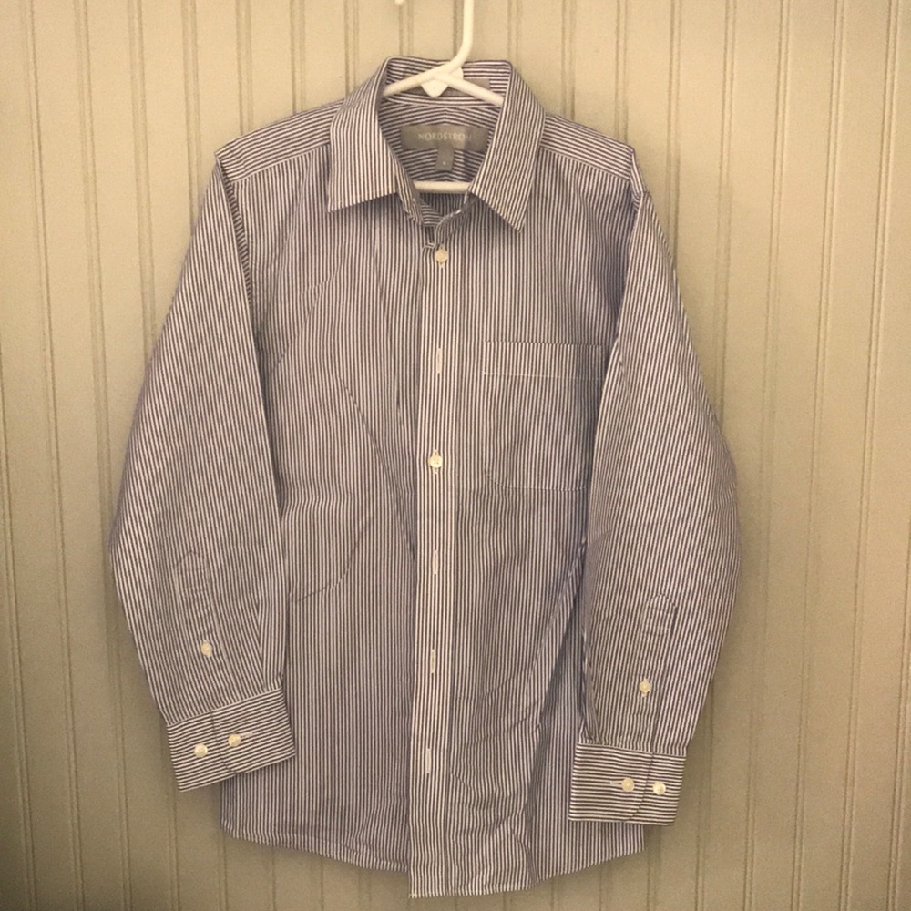 Boys striped blue/white button down shirt